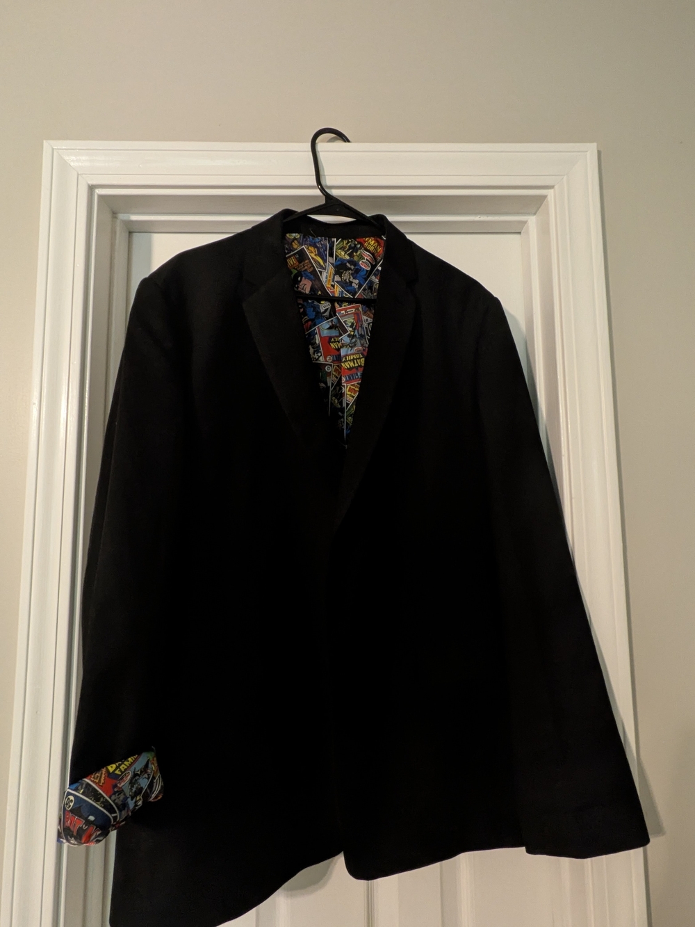 DC Black Blazer with Colorful Comic-Style Lining
